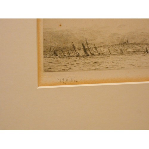 236 - W L Wyllie - A pair of framed monochrome etchings, 'Ryde Week - Yacht Racing in Solent' and 'Plymout... 