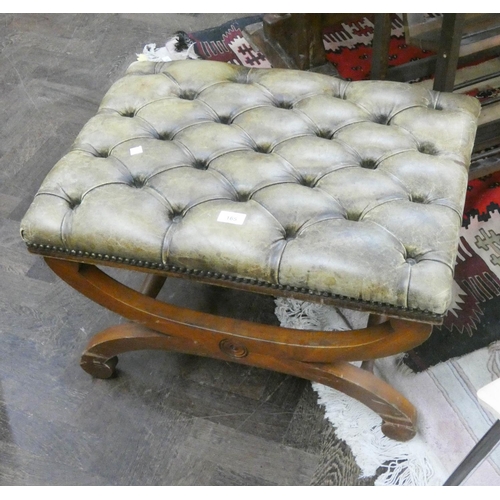 165 - A mahogany cross framed stool with button leather top