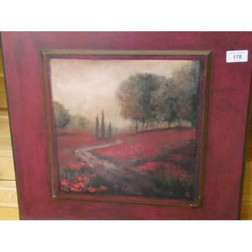 178 - A painting on wood panel of poppy field by Gill Shultz McGannon, 20