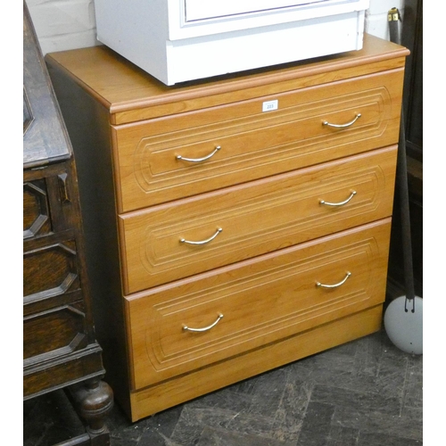 223 - A modern teak chest of three long drawers, 2'6 wide