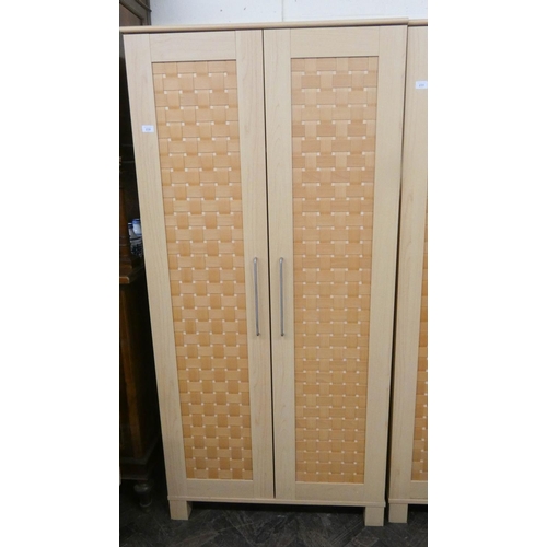 230 - A modern beech woven effect two door wardrobe, 3' wide