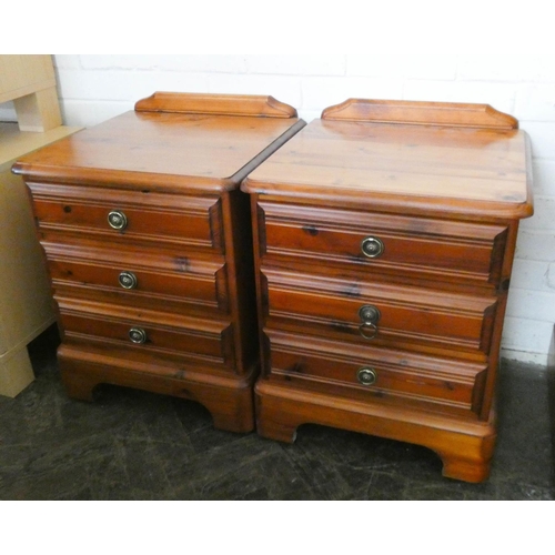 242 - A pair of pine three drawer bedside chests matching the previous lot