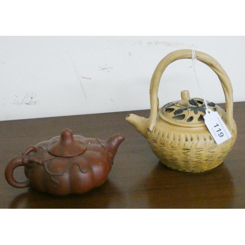 119 - Two miniature Chinese teapots