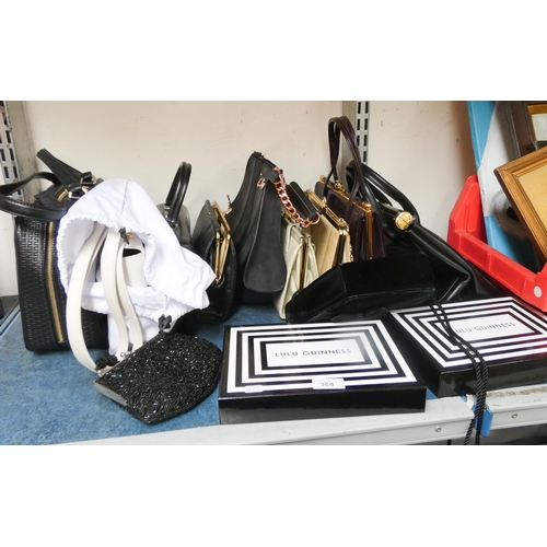 368 - Approximately 10 assorted ladies handbags and two other boxed handbags