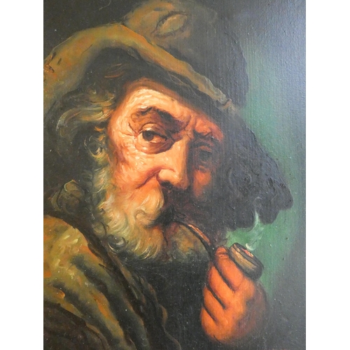 264 - Oil on canvas mid-20th century portrait of an old man, signed Slojan lower right, image size 13