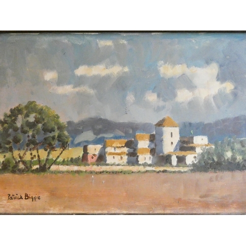 265 - A 20th century oil on board impressionistic French landscape, signed lower left Patrick Biggie, imag... 