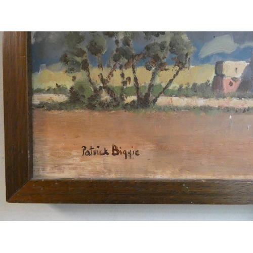 265 - A 20th century oil on board impressionistic French landscape, signed lower left Patrick Biggie, imag... 