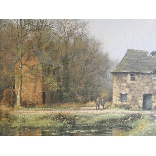 271 - James Wright - A modern oil on canvas panting depicting a farmyard, image size 15 1/2