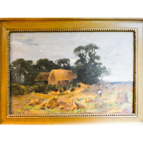 273 - A late 19th century oil on canvas painting by M Matthews, depicting haymakers, signed lower left, im... 