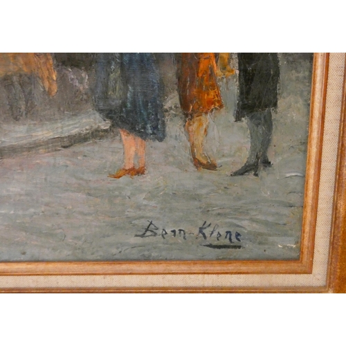 275 - An early 20th century painting depicting a street market in France signed lower right Bern-Klene, ap... 