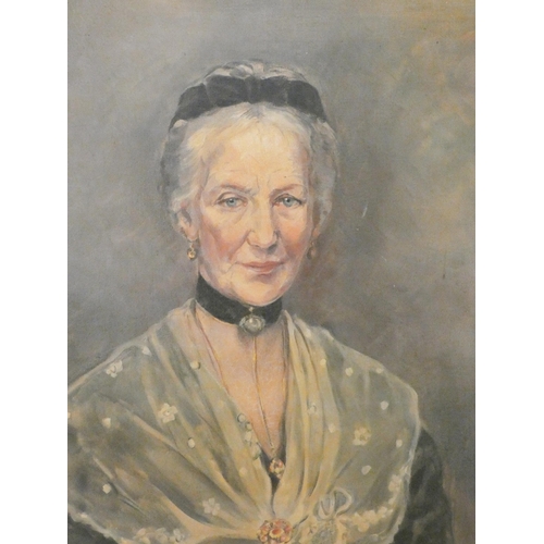 281 - An oil on canvas portrait of Mary Lane of Bloxworth in a gilt wood gesso frame, image size 30