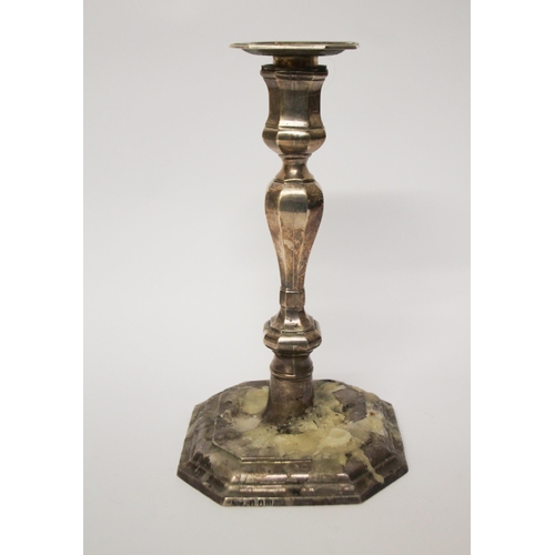 514 - A Britannia standard candle stick, in the Georgian style, Hawksworth Eyre & Co, London 1928. Detacha... 