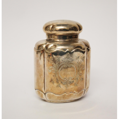 520 - A German white metal tea caddy, with simple engraved cartouche engraved February 1993. Marked 90 to ... 