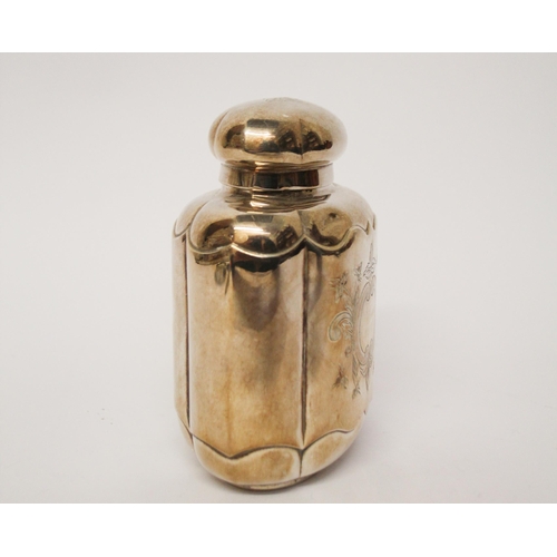 520 - A German white metal tea caddy, with simple engraved cartouche engraved February 1993. Marked 90 to ... 