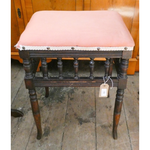 66 - Edwardian walnut framed piano stool