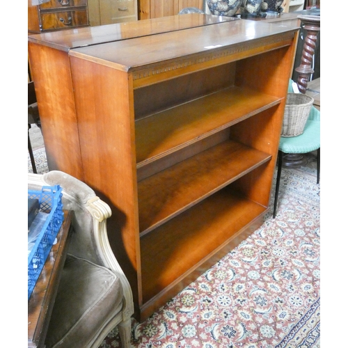 115 - A pair of low walnut open bookcase, 3' wide