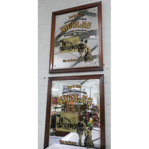 168 - A pair of framed French pub style advertising mirrors