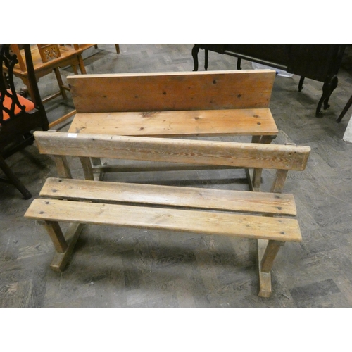 193 - Two old pine school benches