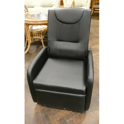 197 - A fold flat modern black vinyl upholstered easy chair