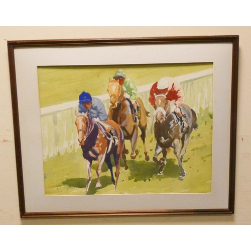 295 - W Norman Gaunt - Contemporary watercolour depicting racehorse, signed lower left, image size 20