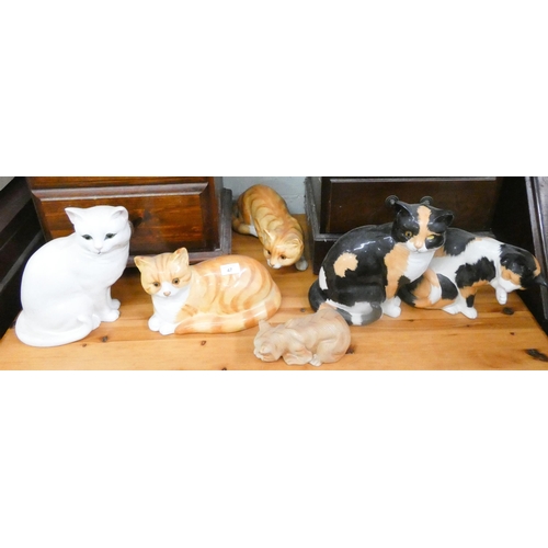 47 - Six assorted china cat ornaments