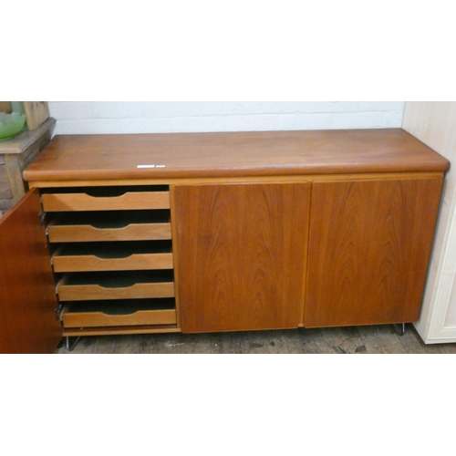 64 - A Rasmus Danish teak sideboard, fitted three cupboards and interior drawers, 61