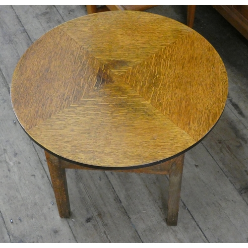 7 - A circular oak coffee table/work box