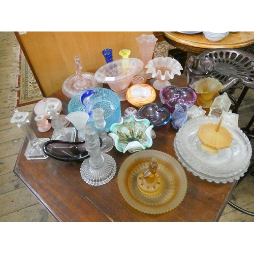 71 - A large quantity of pink and other assorted coloured glassware