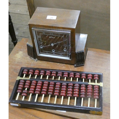 89 - A Westminster chiming mantle clock and an abacus