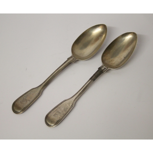 537 - Pair of early Victorian silver dessert spoons, London 1838. 3.3 troy ounces