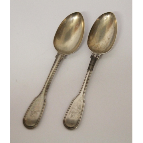 537 - Pair of early Victorian silver dessert spoons, London 1838. 3.3 troy ounces