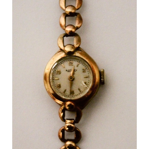 583 - Ladies vintage Rotary 9ct gold bracelet wristwatch in original box