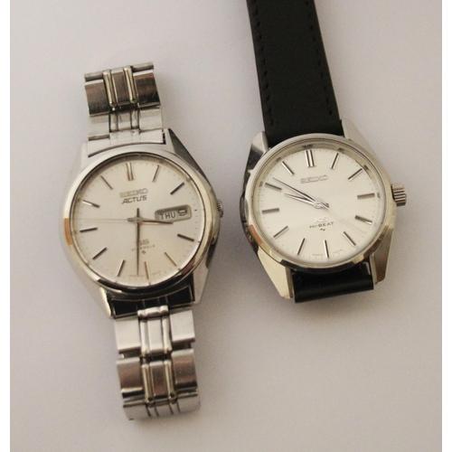 584 - Seiko - two vintage stainless steel wristwatches - Seiko Actus automatic and a King KS Hi Beat