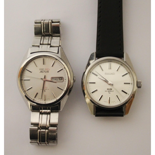 584 - Seiko - two vintage stainless steel wristwatches - Seiko Actus automatic and a King KS Hi Beat