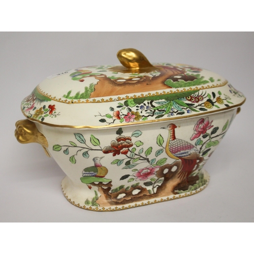 316 - Victorian Copeland Spode pheasant decorated soup tureen and cover