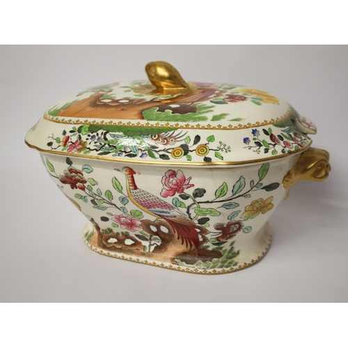 316 - Victorian Copeland Spode pheasant decorated soup tureen and cover