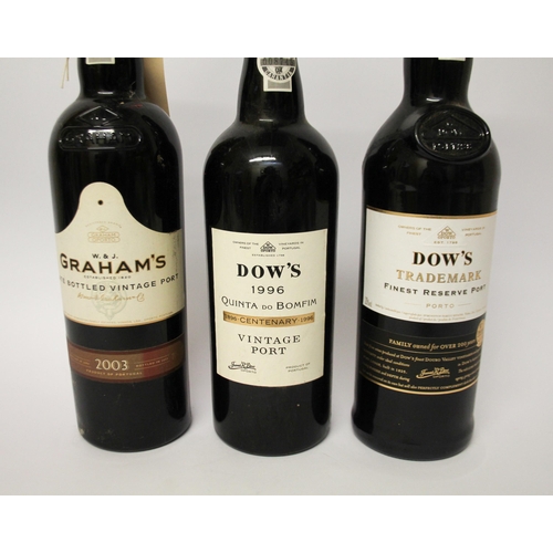 362 - A bottle of Grahams 2003 vintage port, Dows trademark reserve port and Dows 1996 vintage port