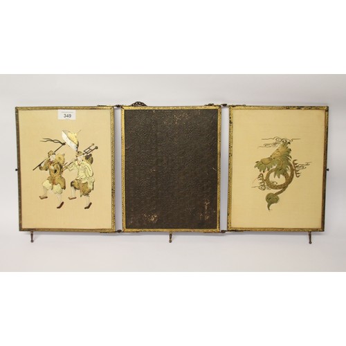 349 - Art Deco chinoiserie decorated three folding mirror