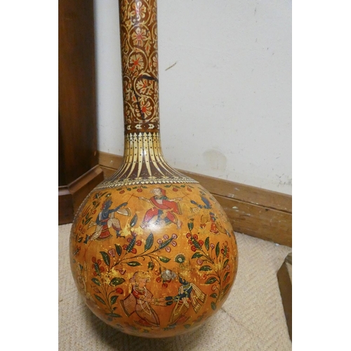 448 - An Indian inlaid Sitar/Lute decorated with figures, birds etc