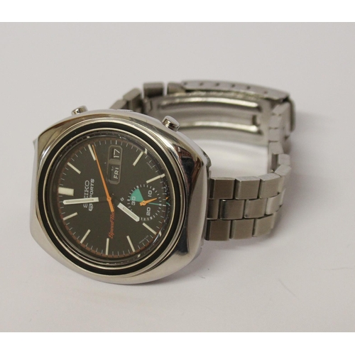 585 - Seiko 5 Sports Speedtimer automatic chronograph stainless steel vintage wristwatch, 6139-8002