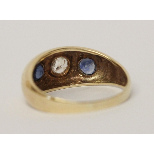 679 - A sapphire set gypsy ring, in 9ct yellow gold, unmarked, ring size T, weight 4.6g