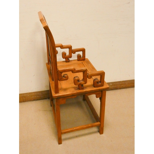 181 - A 19th century Chinese Officials carved hat Yoke back chair