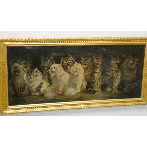 299 - After Louis Wain, large gilt framed print of Cats Chorus, image size 16