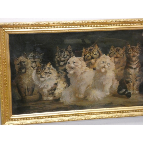 299 - After Louis Wain, large gilt framed print of Cats Chorus, image size 16