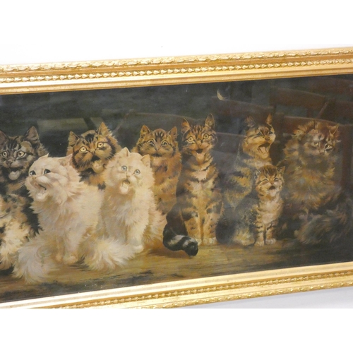 299 - After Louis Wain, large gilt framed print of Cats Chorus, image size 16