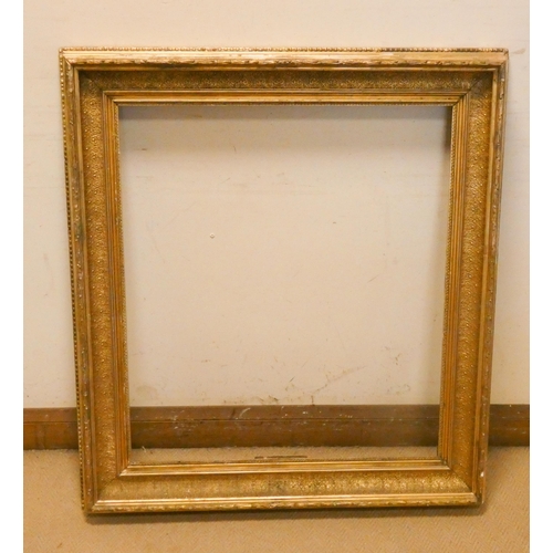 301 - A large 19th century rectangular gilt wood picture frame, overall dimensions 43