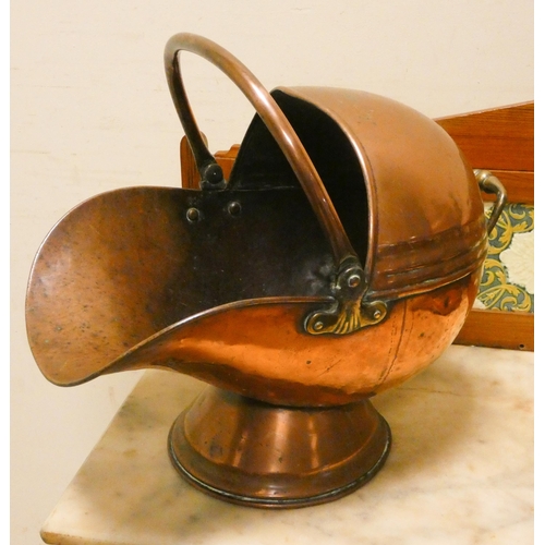 377 - Victorian copper coal helmet