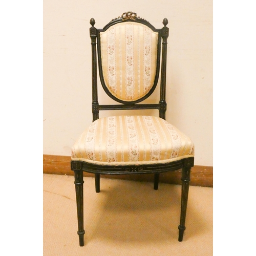 379 - Black and gilt decorated French boudoir chair