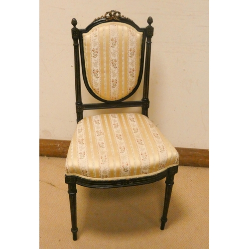 379 - Black and gilt decorated French boudoir chair