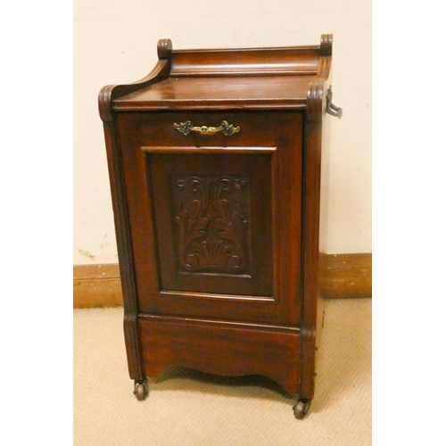 389 - Edwardian  mahogany drop front coal cabinet